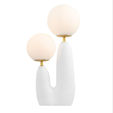 Oda 17.75" 2-Light Modern Bohemian Resin/Iron/Frosted Glass Danish Cactus LED Table Lamp - JONATHAN Y
